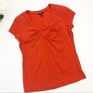 Daisy Fuentes Orange V Neck Tee